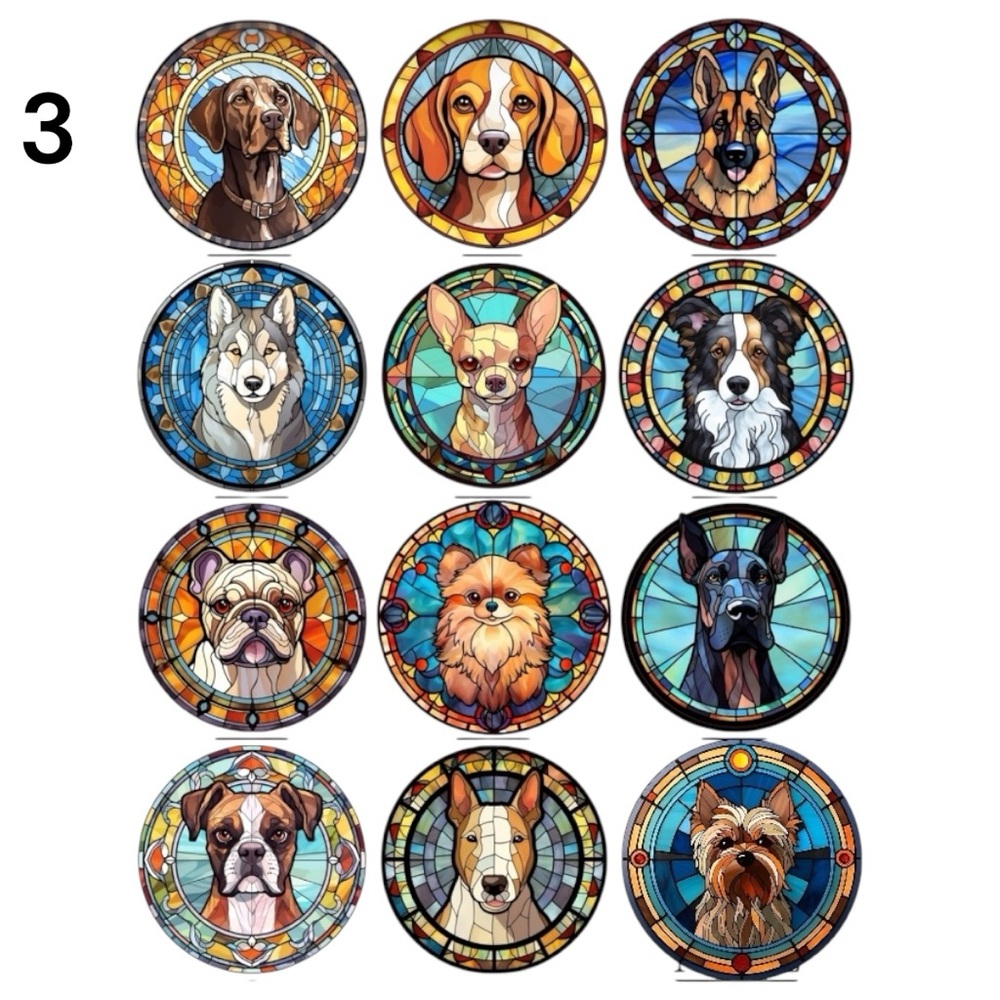 Dog keychains. Personalized stain glass look made of 2” wood made to order - Picture 8 of 16